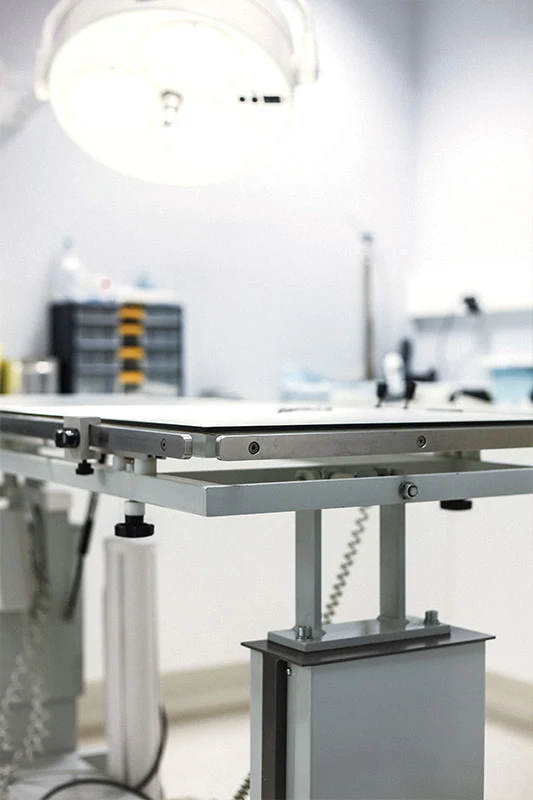 Table d'opération chirurgicale de la clinique Io Vet à Lille